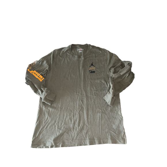 Air Jordan Flight Team T-Shirt Mens XL Green Long Sleeve Jumpman Cotton - Picture 1 of 6